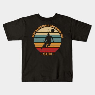 Retro Vintage Sunset Basketball Dad Kids T-Shirt